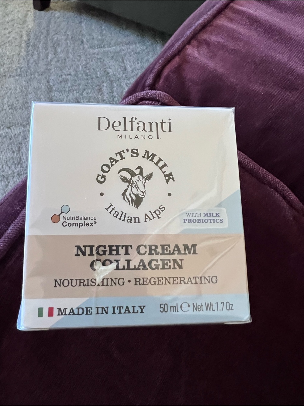 Delfanti Night Cream Collagen - Nourishing Regenerating Goat milk- Italy